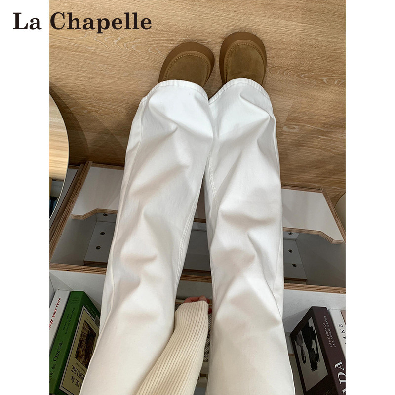 拉夏贝尔白色加绒微喇牛仔裤女春秋冬美式不贴腿低腰显瘦喇叭裤子,女装/女士精品,牛仔裤,淘宝优惠券,粉丝福利购,淘宝优惠卷