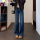 小个子高腰显瘦直筒裤 女春秋2026新款 阔腿牛仔裤 拉夏贝尔复古窄版