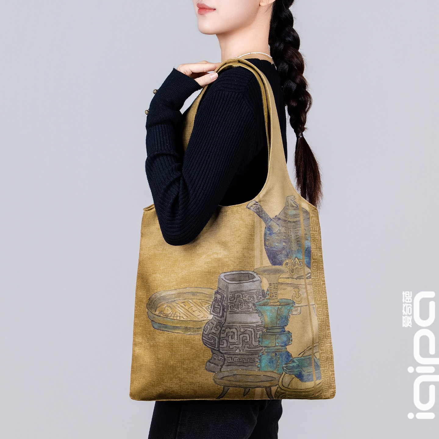 爱奇葩原创青铜器水墨渐变青铜映彩绒面超大容量单肩布包托特包袋,箱包皮具/热销女包/男包,通用款女包,淘宝优惠券,粉丝福利购,淘宝优惠卷