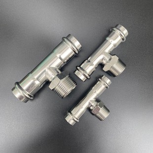 304不锈钢卡压外丝三通外螺纹快速压接三通DN15-50薄壁水管接头