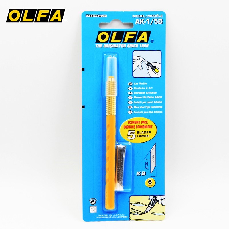 日本OLFA欧发橡皮章雕刻刀AK-1/5B玉米棒笔刀 宽口模型版画贴膜刀