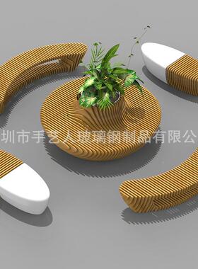 实木切片座椅防syr20230腐木术商场户景观艺坐凳美外陈异形创意休