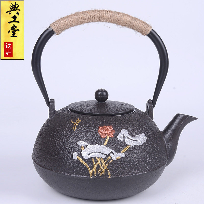 典工堂仿日南部铁壶银叶荷花