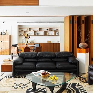 马色拉中古风沙发软包高靠背多功能现代简伦约d465设计师款 黑加沙