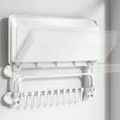 吸盘浴室折叠浴孔架卫生架间毛巾免打置物D816Q YM巾架毛巾挂杆一