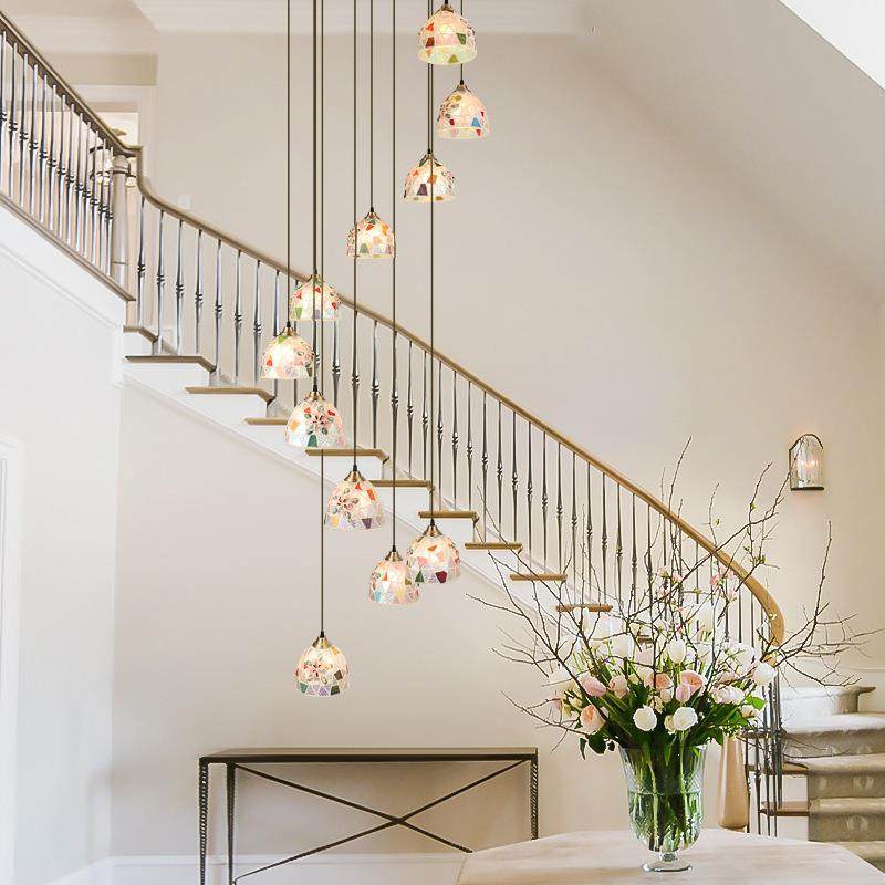 美式田园个式性749贝楼梯长吊灯复lft公寓民宿中空o跃层装饰吊线,家装灯饰光源,智能吊灯,淘宝优惠券,粉丝福利购,淘宝优惠卷