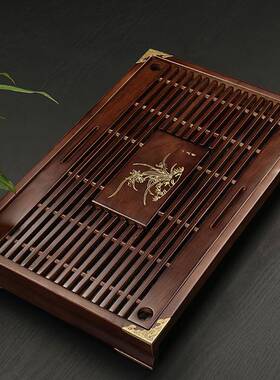 原家AL100481用木实木茶木盘实排水海茶台茶具茶茶道恬静功夫生活