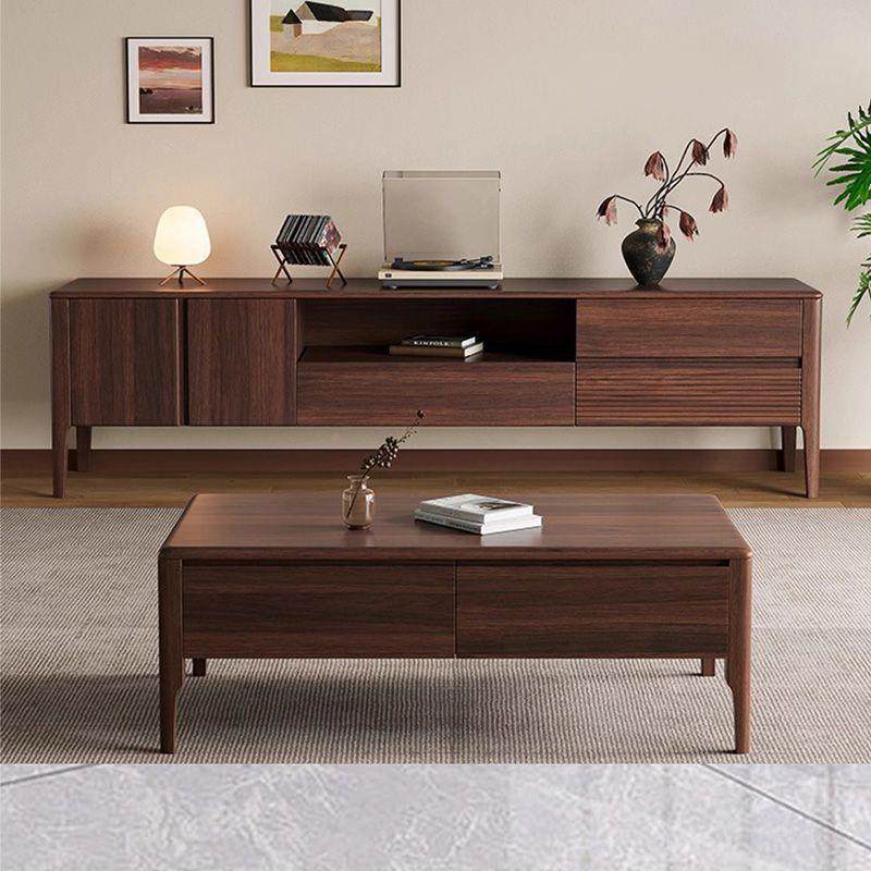 柜北美黑胡桃木全实木电视客厅家用储电510视柜收纳柜物柜茶几