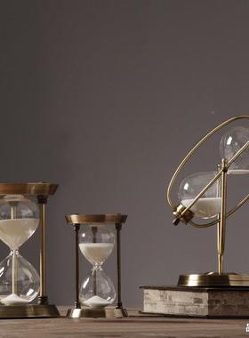 欧轻奢创意意时间沙漏摆件创个性办式公室家居计时30分OLA器钟60