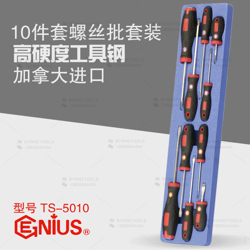 天赋GENIUS进口工具10件套十字一字螺丝批改锥螺丝刀套装TS-5010