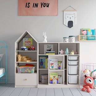 9童C实木可比熊多收儿架绘本架宝宝分类置物架幼儿园整书理柜玩具