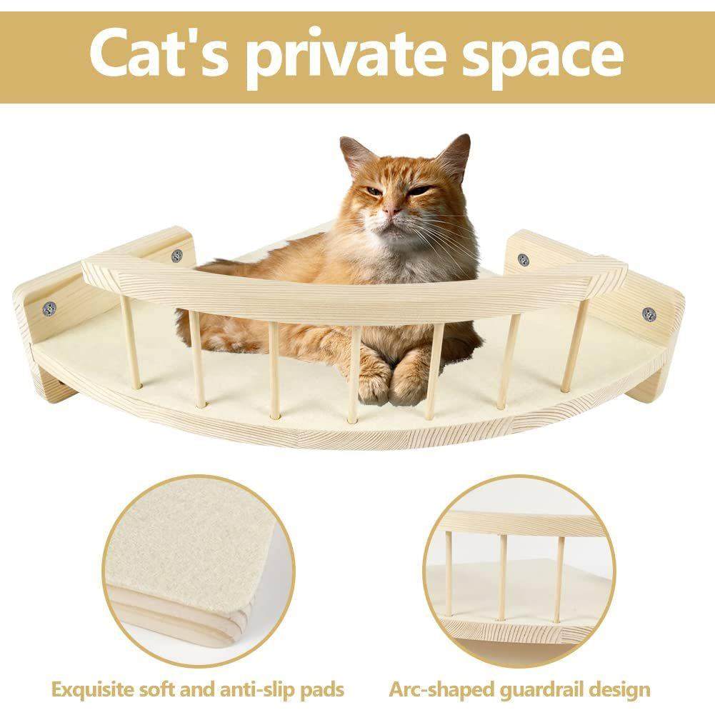家架用木质猫吊床墙上宠猫爬实木挂式角壁落猫M12152架家用木质物