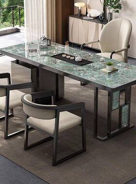 轻奢岩板椅室大板茶桌台家用高端茶桌组合办公客UFF厅茶办公泡茶