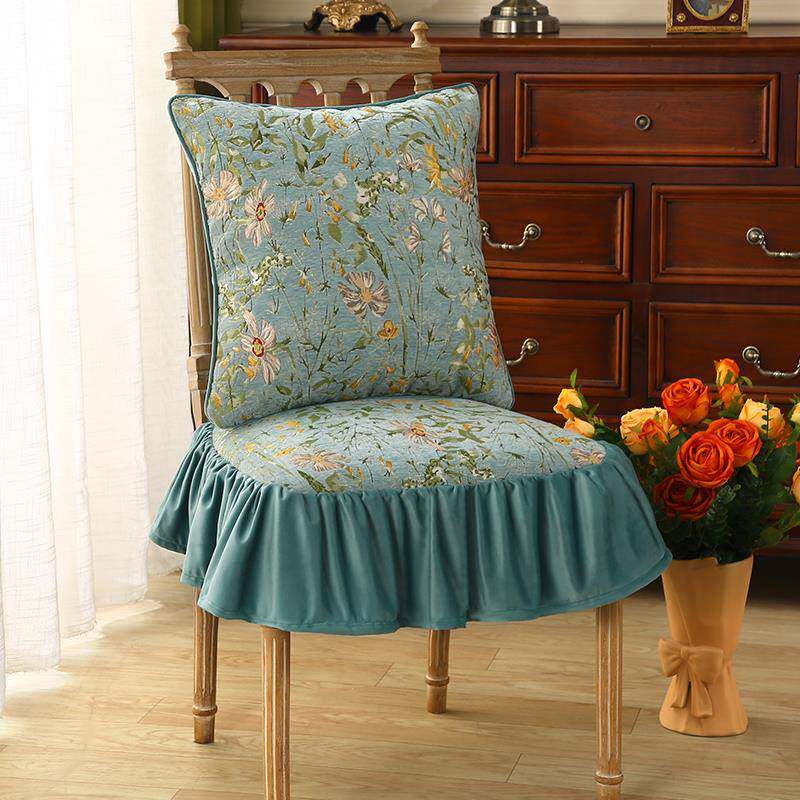 餐坐椅垫美式田园椅子垫罩餐桌椅套TThhufxm滑防欧式皮凳套轻奢感