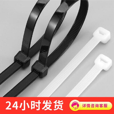 尼龙扎带束线带塑料捆绑带高强度固定扎绳拉紧器勒死狗扎丝黑白色