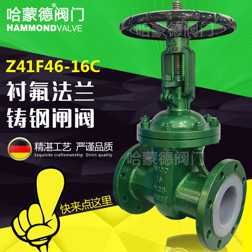衬四氟铸钢闸阀全衬氟法兰闸阀耐酸碱防腐蚀阀门Z41F6-16CDN25 32
