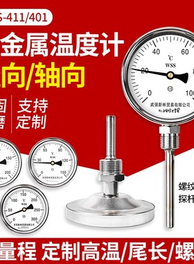 WSS-401/411指针双金属温度表工业锅炉管道测温仪轴径向4分6分