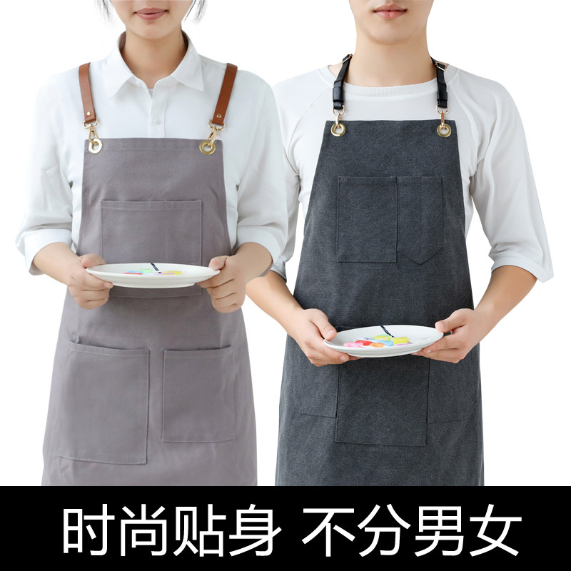 花艺师围裙定制logo印字韩版时尚E成人男女全棉背带画画美术工作