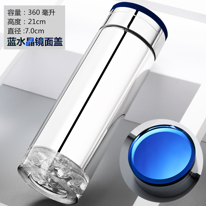 玻璃内胆保温g水杯男加厚水晶双层真空便携隔热杯子女带滤刻字