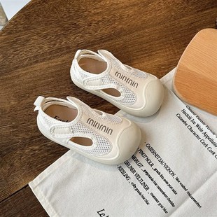 儿童运动凉c鞋女小童镂空透气网鞋夏天新款包头凉鞋休闲鞋软底防