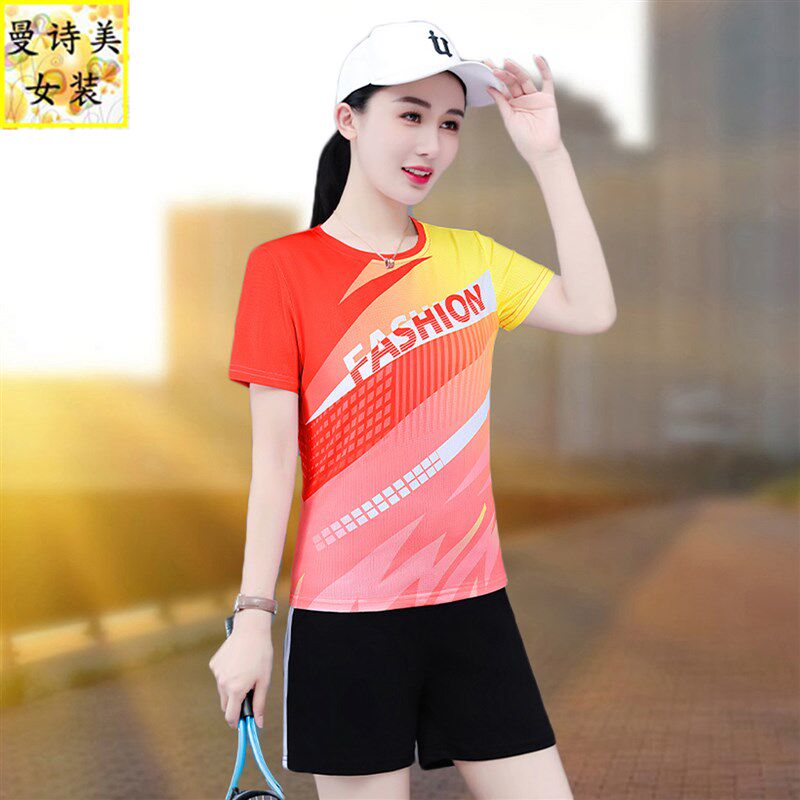 冰丝速干运动套装女夏季2025新款短裤晨跑服时尚两件套网球羽毛球