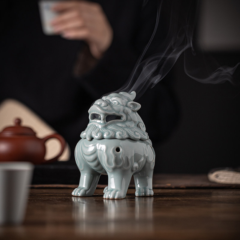 陶瓷盘香炉家用室内香薰炉创意瑞兽狻猊麒麟金蟾茶室桌面熏香摆件,农用物资,苗木固定器/支撑器,淘宝优惠券,粉丝福利购,淘宝优惠卷