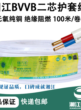湘江电线BVVB2芯1.0/1.5/2.5/4/6平方护套线家用双铜芯明装平行线