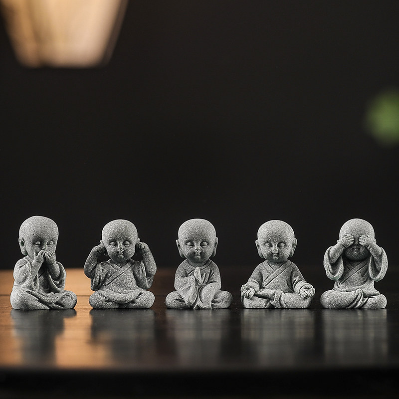青砂石禅意四不小和尚摆件茶宠桌面盆栽景观鱼缸造景装饰品工艺品,农用物资,苗木固定器/支撑器,淘宝优惠券,粉丝福利购,淘宝优惠卷
