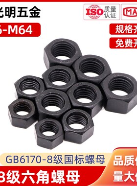 8.8级黑色外六角螺丝螺母大全高强度组合螺钉螺栓M6M8M10M12-M64