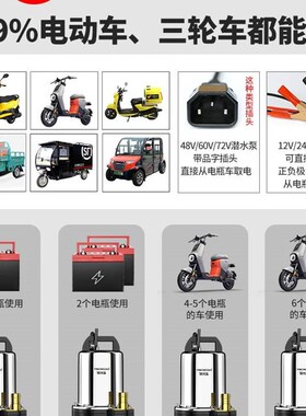 直流泵潜水泵不锈钢小型12V抽水泵48V60V电瓶式电动车农用灌溉