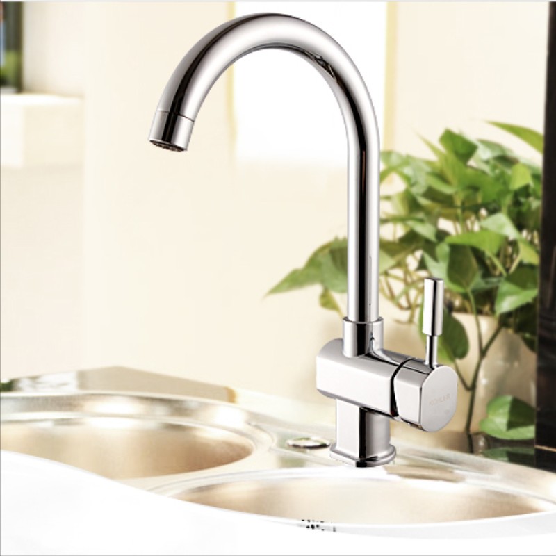 厨房洗菜盆精单孔旋转冷热水龙头陶瓷片阀芯水槽专用包邮