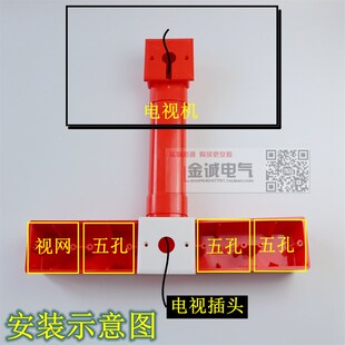 86电视背景墙暗盒套装 五联体扁管电视网线插座接线电视柜长底盒
