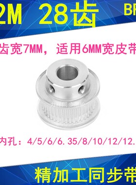 S2M28齿同步轮齿宽7凸台内径4/5/6/6.35/8/10/12/12.7/14同步带轮