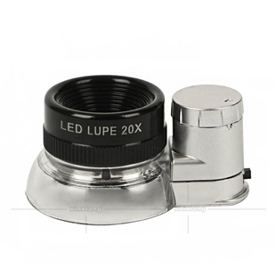 6个LED灯20倍珠宝鉴定放大镜带led灯高清塑料放大镜7103A