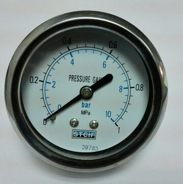 轴向不带边压力表 y-60z pressure gauge 0~1mpa 0~10bar stcif