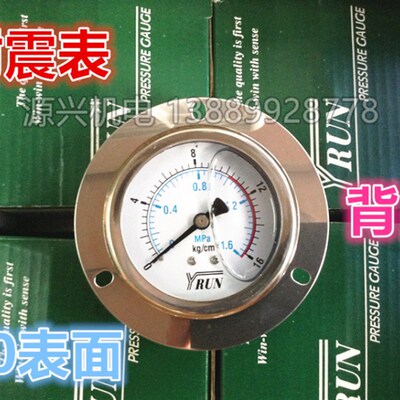 YRUN进口型不锈钢外壳耐震表YN60ZT 充油压力表 液压表1/4PT 2分