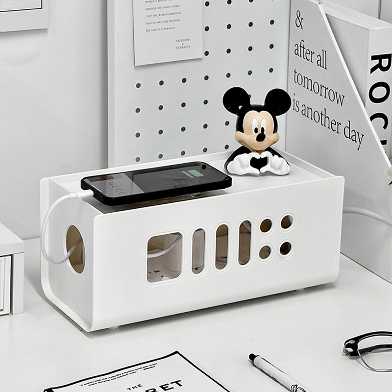 桌面插座充电线收纳盒插排遮挡盒防尘电源线插线板收纳神器整理盒