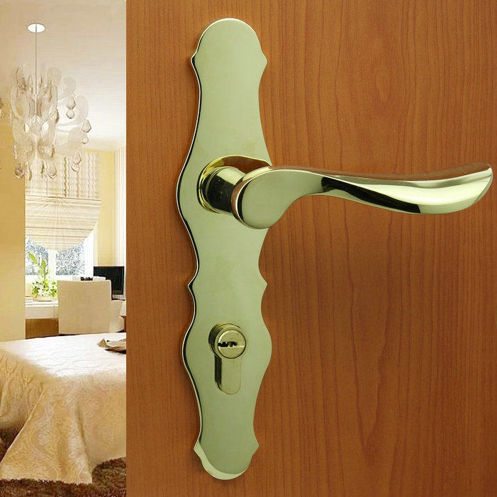 德国鸿瀛欧式简约室内门锁 PVD亮金房门锁 实木门执手锁具 大门锁