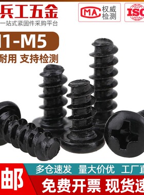 铁黑色十字槽圆头平尾自攻螺丝碳钢盘头平端电子小螺钉M1M2M3M4M5
