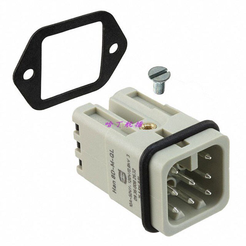 HARTING哈丁连接器09360082632 HAN-8D-M-QL 弹片式公芯 10A/250V