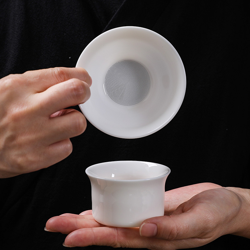 羊脂玉白瓷全瓷孔一体茶漏