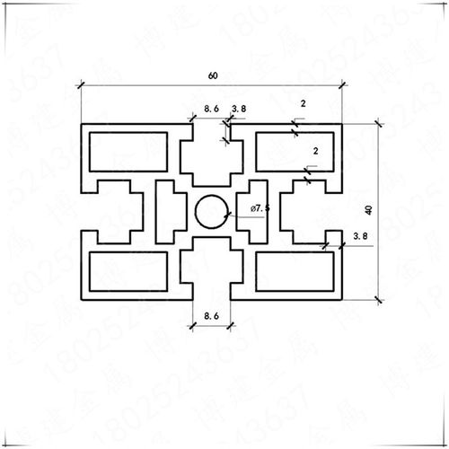 博建 国标4060铝型材  4060铝合金方管 工业自动化型材