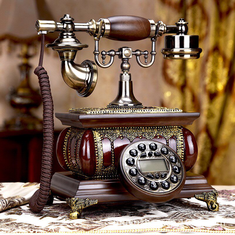 慕予臻时尚创意实木仿古电话机欧式复古电话无线插卡电话机