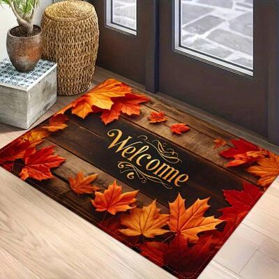 跨境Leaf Welcome Door Mat Non Slip Machine Washable Low