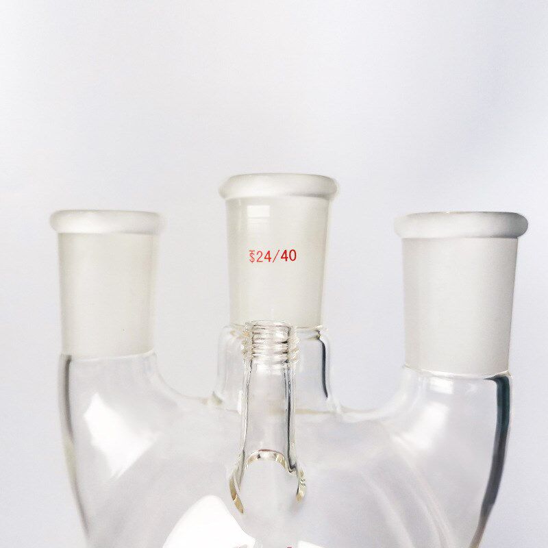 侧边具螺纹的四口圆底烧瓶/专业研究用品器皿化学实验玻璃仪器