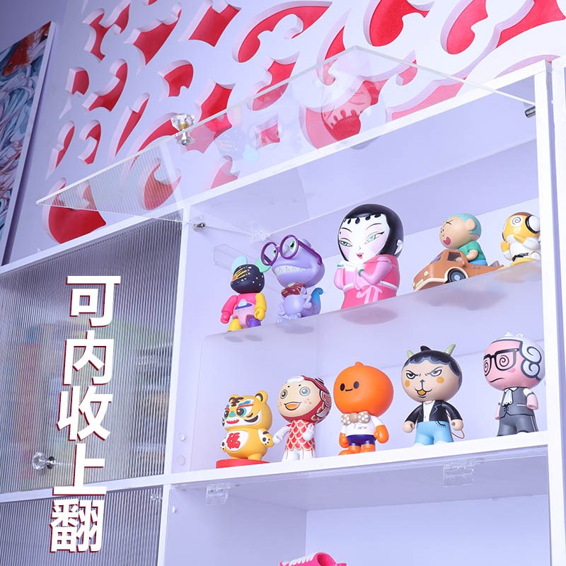 亚克力透明板柜门定 制橱柜书柜防尘柜门推拉移门挡板上翻自装磁