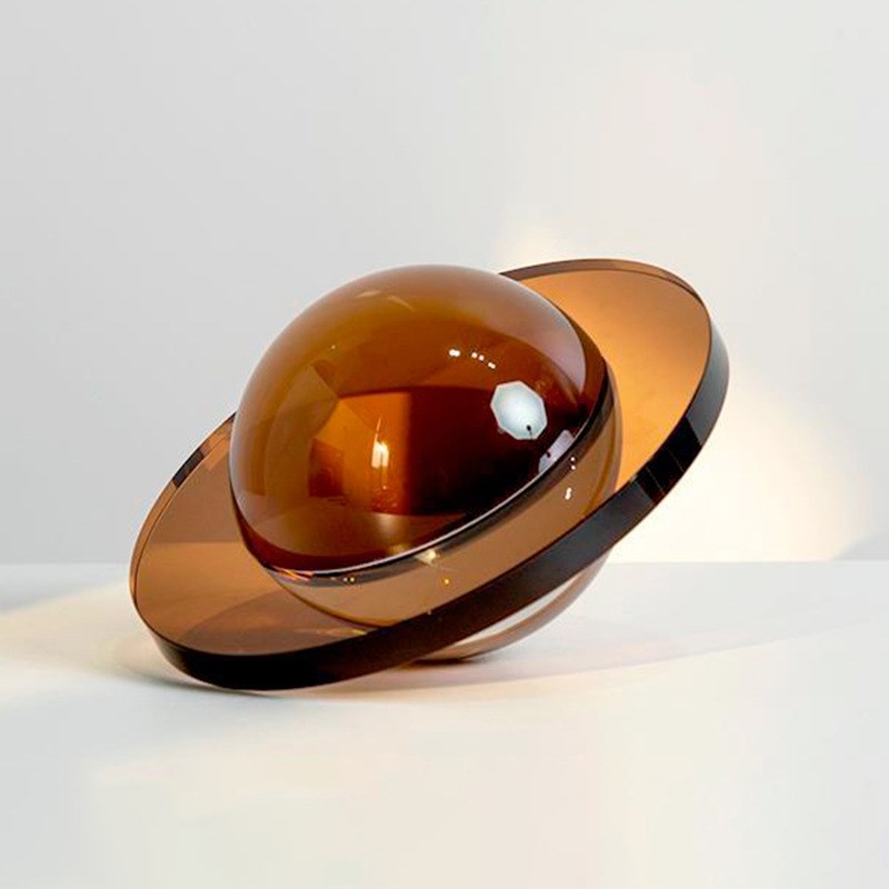 欧式简约半圆球形水晶飞碟样板间桌面装饰摆件精致几何切面工艺品