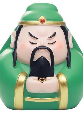 国潮桃园结义关公家居办公室桌面摆件Q版武财神香插茶宠摆件礼品