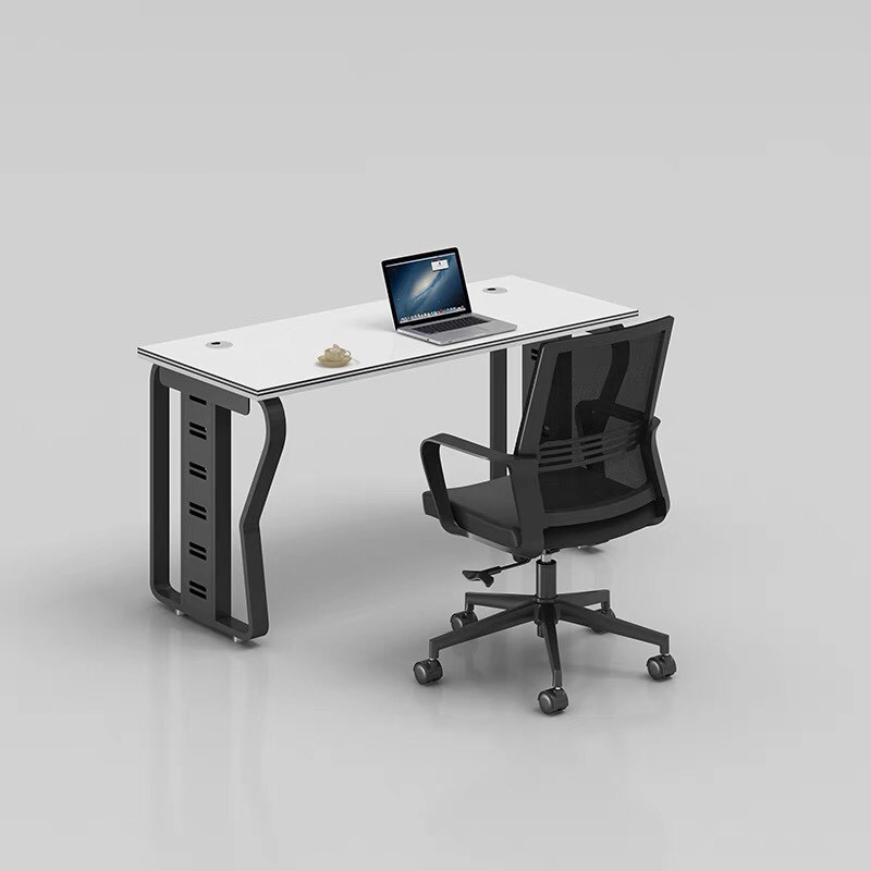 职员办公桌椅组合简约现代白色2/4/6人位屏风工位员工卡位电脑桌