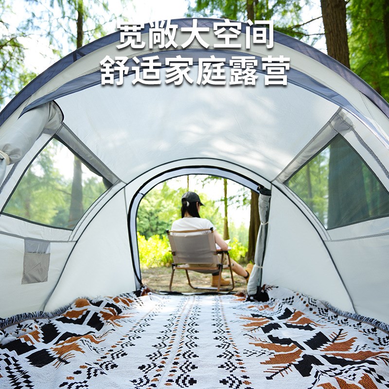 帐篷露营户外3-4人防水加厚便携式免安装一秒速开全自动船型帐篷